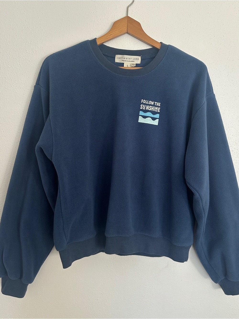 Saltwater Luxe Follow The Sunshine Fleece Crewneck Sweatshirt Blue S